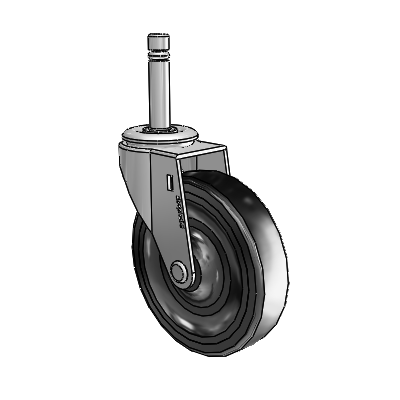 Regent Grip Ring Polished Nickel Swivel Caster with 4 x .9375 Black Hard Rubber Wheel