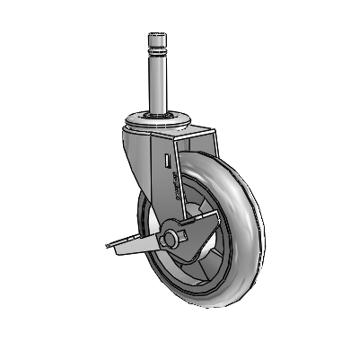 Regent Grip Ring Polished Nickel Swivel Caster with 4 x .9375 Grey MonoTech Wheel and Side Brake