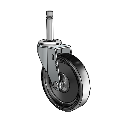 Regent Grip Ring Zinc Swivel Caster with 4 x .9375 Black Polyolefin Wheel