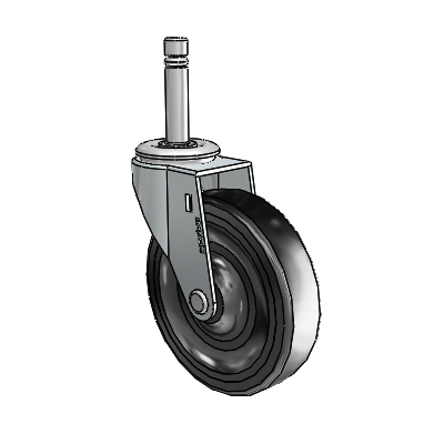 Regent Grip Ring Zinc Swivel Caster with 4 x .9375 Black Hard Rubber Wheel