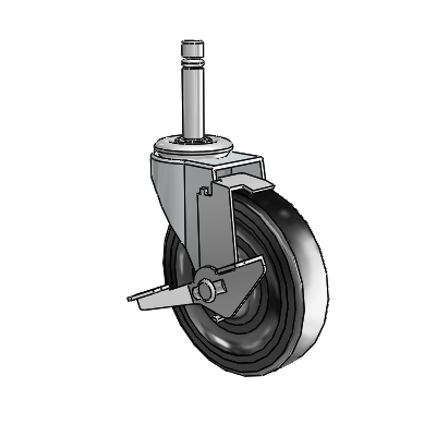 Roulette pivotante Regent Grip Ring en zinc, équipée de 4 roues en caoutchouc souple noir de 0,9375 et d'un frein à blocage de la bande de roulement