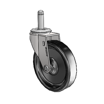 Regent Grip Ring Bright Chrome Swivel Caster with 4 x .9375 Black Polyolefin Wheel