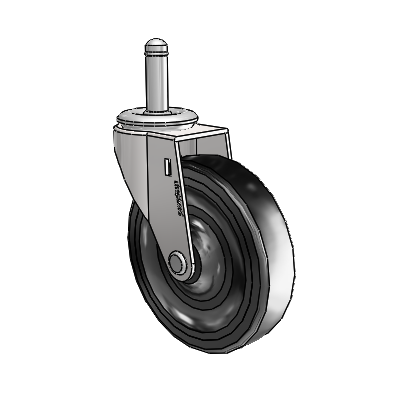 Roulette pivotante Regent Grip Ring, finition chrome brillant, avec 4 roues en caoutchouc dur noir de 0,9375