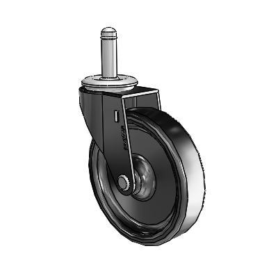 Regent Grip Ring Black Oxide Swivel Caster with 4 x .9375 Polyolefin Wheel