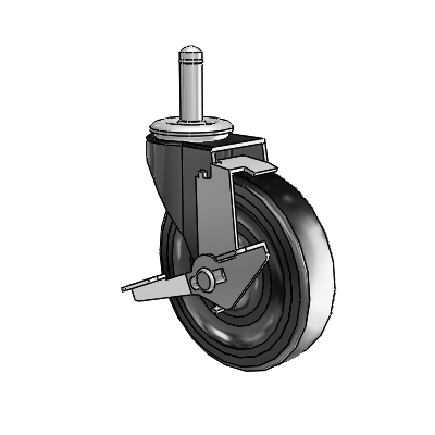 Regent Grip Ring Black Oxide Swivel Caster with 4 x .9375 Hard Rubber Wheel and Tread Lock Brake