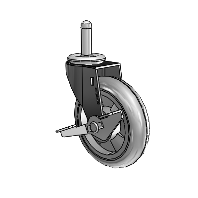 Regent Grip Ring Black Oxide Swivel Caster with 4 x .9375 Grey MonoTech Wheel and Side Brake