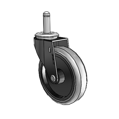 Regent Grip Ring Black Oxide Swivel Caster with 4 x .9375 Grey Thermoplastic Rubber Wheel