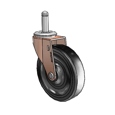 Roulette pivotante Regent Grip Ring en oxyde de cuivre avec 4 roues en caoutchouc dur noir de 0,9375