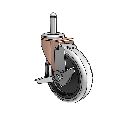 Roulette pivotante Regent Grip Ring à bague en oxyde de cuivre, équipée de 4 roues en uréthane thermoplastique gris de 0,9375 et d'un frein à blocage de la bande de roulement