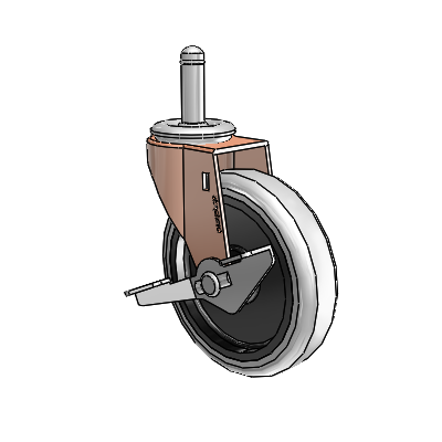 Regent Grip Ring Copper Oxide Swivel Caster with 4 x .9375 Grey Thermoplastic Urethane Wheel and Side Brake