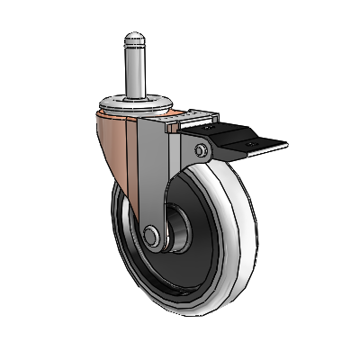 Roulette pivotante Regent Grip Ring à bague en oxyde de cuivre, équipée de 4 roues en uréthane thermoplastique gris de 0,9375 et d'un frein à blocage par le haut