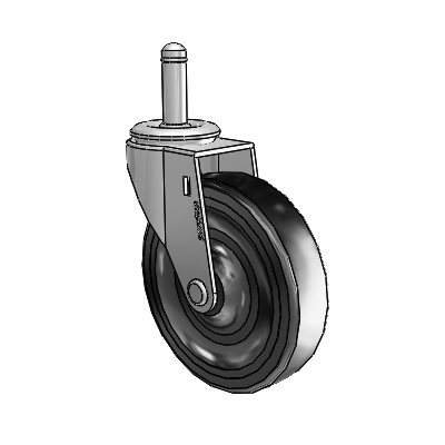 Regent Grip Ring Polished Nickel Swivel Caster with 4 x .9375 Black Hard Rubber Wheel
