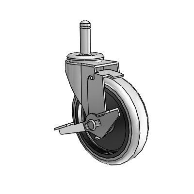 Regent Grip Ring Polished Nickel Swivel Caster with 4 x .9375 Grey Thermoplastic Urethane Wheel and Tread Lock Brake