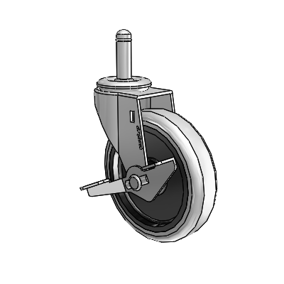 Regent Grip Ring Polished Nickel Swivel Caster with 4 x .9375 Grey Thermoplastic Urethane Wheel and Side Brake