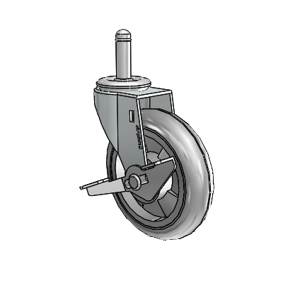 Roulette pivotante Regent Grip Ring en zinc avec 4 roues MonoTech grises de 0,9375 et frein latéral