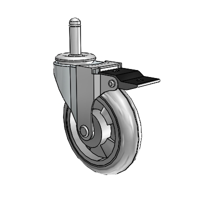 Roulette pivotante Regent Grip Ring en zinc avec 4 roues MonoTech grises de 0,9375 et frein à blocage par le haut