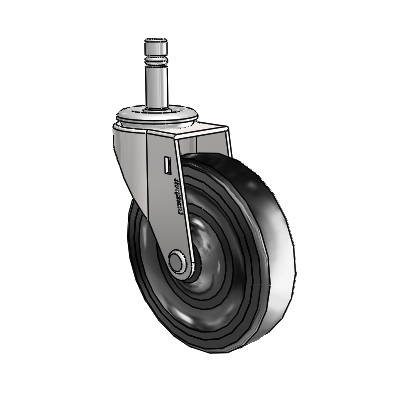 Regent Grip Ring Bright Chrome Swivel Caster with 4 x .9375 Black Hard Rubber Wheel