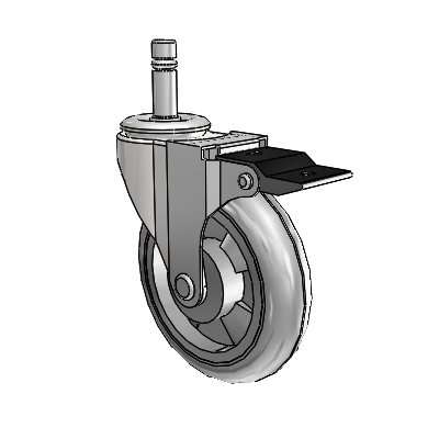 Regent Grip Ring Bright Chrome Swivel Caster with 4 x .9375 Grey MonoTech Wheel and Top Lock Brake