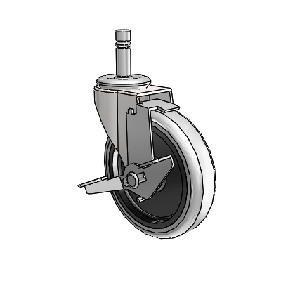 Regent Grip Ring Bright Chrome Swivel Caster with 4 x .9375 Grey Thermoplastic Urethane Wheel and Tread Lock Brake