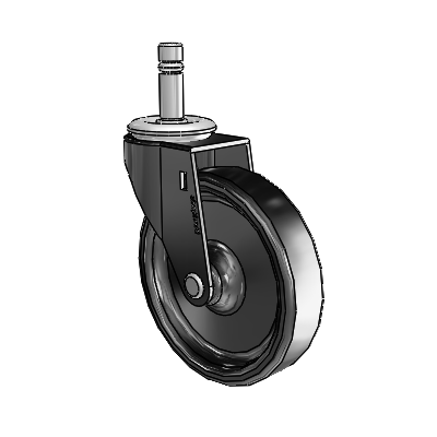 Regent Grip Ring Black Oxide Swivel Caster with 4 x .9375 Polyolefin Wheel