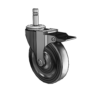 Regent Grip Ring Black Oxide Swivel Caster with 4 x .9375 Soft Rubber Wheel and Top Lock Brake