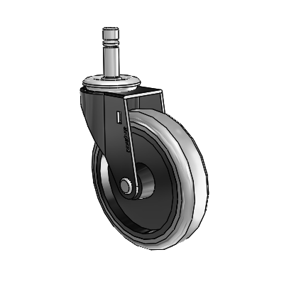 Regent Grip Ring Black Oxide Swivel Caster with 4 x .9375 Grey Thermoplastic Rubber Wheel