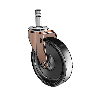 Regent Grip Ring Copper Oxide Swivel Caster with 4 x .9375 Black Polyolefin Wheel