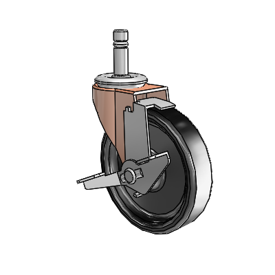 Regent Grip Ring Copper Oxide Swivel Caster with 4 x .9375 Black Polyolefin Wheel and Tread Lock Brake