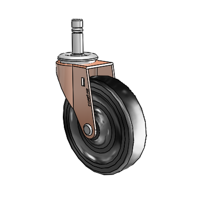 Regent Grip Ring Copper Oxide Swivel Caster with 4 x .9375 Black Soft Rubber Wheel