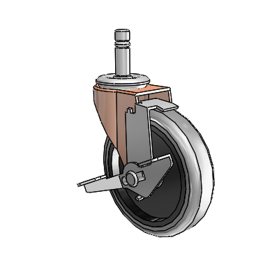 Regent Grip Ring Copper Oxide Swivel Caster with 4 x .9375 Grey Thermoplastic Rubber Wheel and Tread Lock Brake