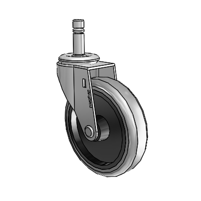 Regent Grip Ring Polished Nickel Swivel Caster with 4 x .9375 Grey Thermoplastic Rubber Wheel