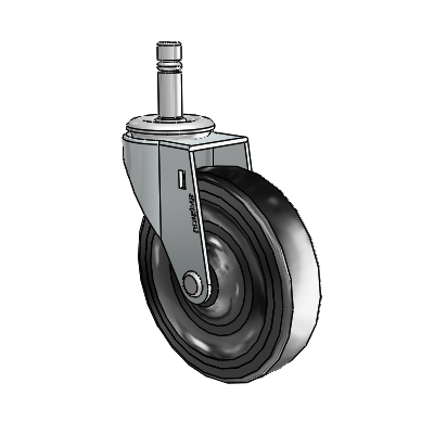 Regent Grip Ring Zinc Swivel Caster with 4 x .9375 Black Soft Rubber Wheel