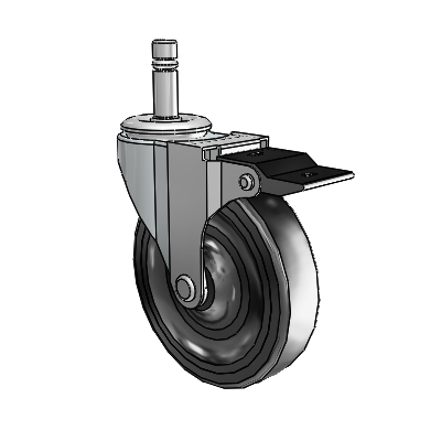 Roulette pivotante Regent Grip Ring en zinc, équipée de 4 roues en caoutchouc souple noir de 0,9375 et d'un frein à blocage par le haut