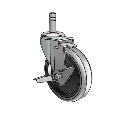 Roulette pivotante Regent Grip Ring en zinc, équipée de 4 roues en caoutchouc thermoplastique gris de 0,9375 et d'un frein à blocage de la bande de roulement