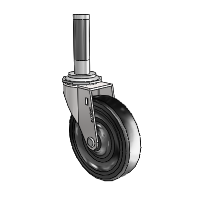 Regent Expanding Adapter Bright Chrome Swivel Caster with 4 x .9375 Black Soft Rubber Wheel