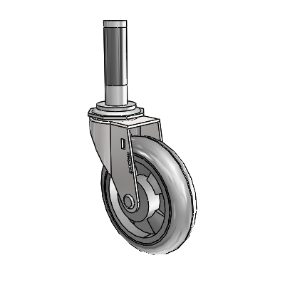 Regent Expanding Adapter Bright Chrome Swivel Caster with 4 x .9375 Grey MonoTech Wheel