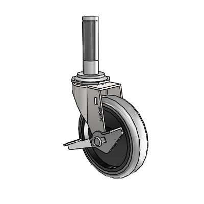 Regent Expanding Adapter Bright Chrome Swivel Caster with 4 x .9375 Grey Thermoplastic Rubber Wheel Side