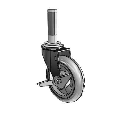 Regent Expanding Adapter Black Oxide Swivel Caster with 4 x .9375 Grey MonoTech Wheel Side