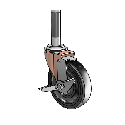 Regent Expanding Adapter Copper Oxide Swivel Caster with 4 x .9375 Black Soft Rubber Wheel Tread Lock (BRK1)