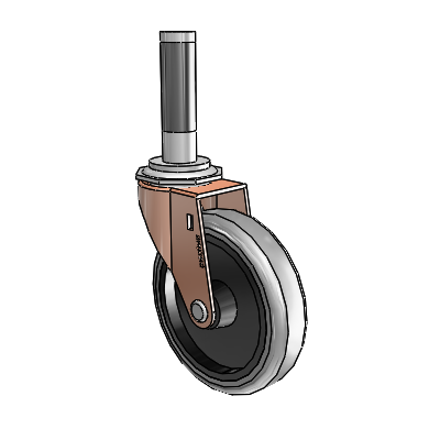 Regent Expanding Adapter Copper Oxide Swivel Caster with 4 x .9375 Grey Thermoplastic Rubber Wheel