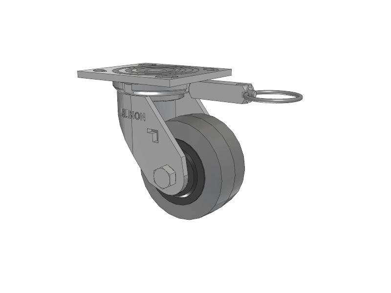 16 Series Top Plate Swivel Caster with 4 x 2 Grey Tread on Grey Core XS - Performa X-tra Soft Rubber (Flat) - Prevenz Antimicrobial Wheel