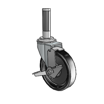 Regent Expanding Adapter Zinc Swivel Caster with 4 x .9375 Black Polyolefin Wheel Tread Lock (BRK1)