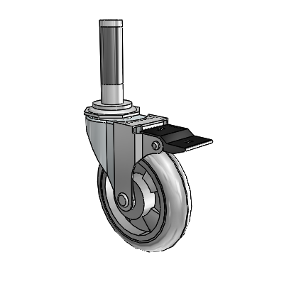 Regent Expanding Adapter Zinc Swivel Caster with 4 x .9375 Grey MonoTech Wheel Top Lock