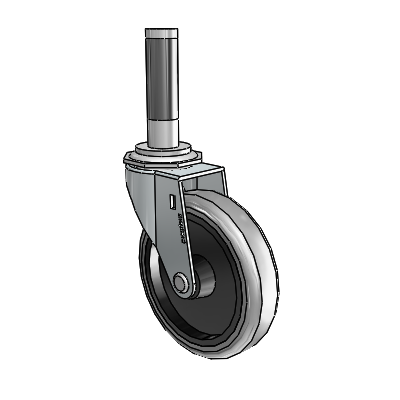 Regent Expanding Adapter Zinc Swivel Caster with 4 x .9375 Grey Thermoplastic Rubber Wheel