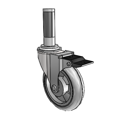 Regent Expanding Adapter Bright Chrome Swivel Caster with 4 x .9375 Grey MonoTech Wheel Top Lock