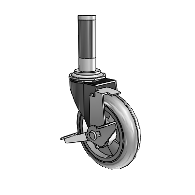 Regent Expanding Adapter Black Oxide Swivel Caster with 4 x .9375 Grey MonoTech Wheel Tread Lock (BRK1)