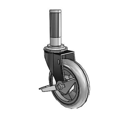 Regent Expanding Adapter Black Oxide Swivel Caster with 4 x .9375 Grey MonoTech Wheel Side