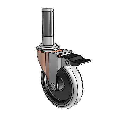 Regent Expanding Adapter Copper Oxide Swivel Caster with 4 x .9375 Grey Thermoplastic Urethane Wheel Top Lock