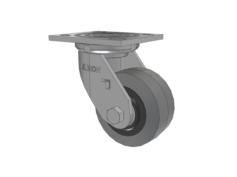 16 Series Top Plate Swivel Caster with 4 x 2 Grey Tread on Grey Core XS - Performa X-tra Soft Rubber (Flat) - Prevenz Antimicrobial Wheel