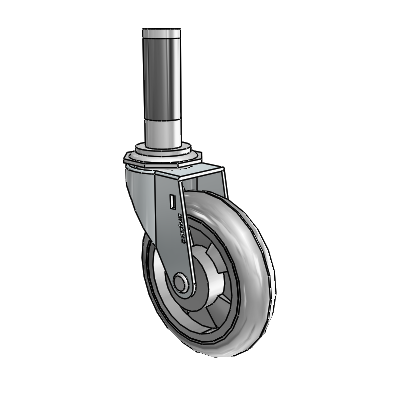 Regent Expanding Adapter Zinc Swivel Caster with 4 x .9375 Grey MonoTech Wheel